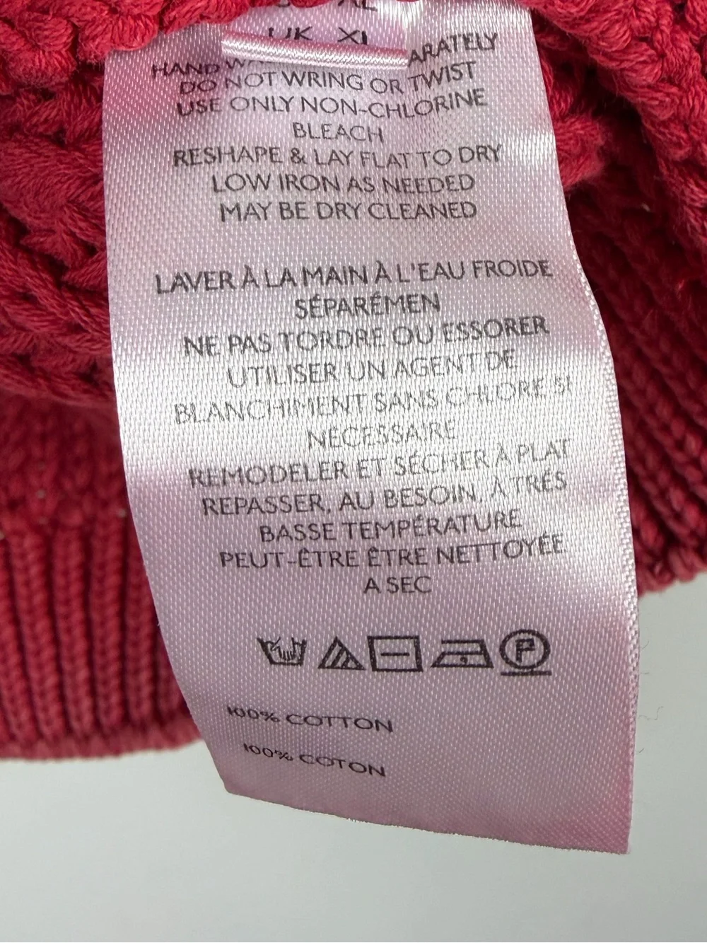Free People Frankie Cotton Cable Knit Crewneck Sweater in Sour Cherry XL - Picture 7 of 7